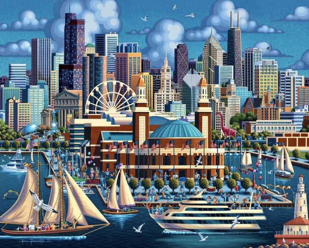 Chicago Navy Pier - Dowdle Folk Art puzzle collectible [Barcode 671095901260] - Main Image 2