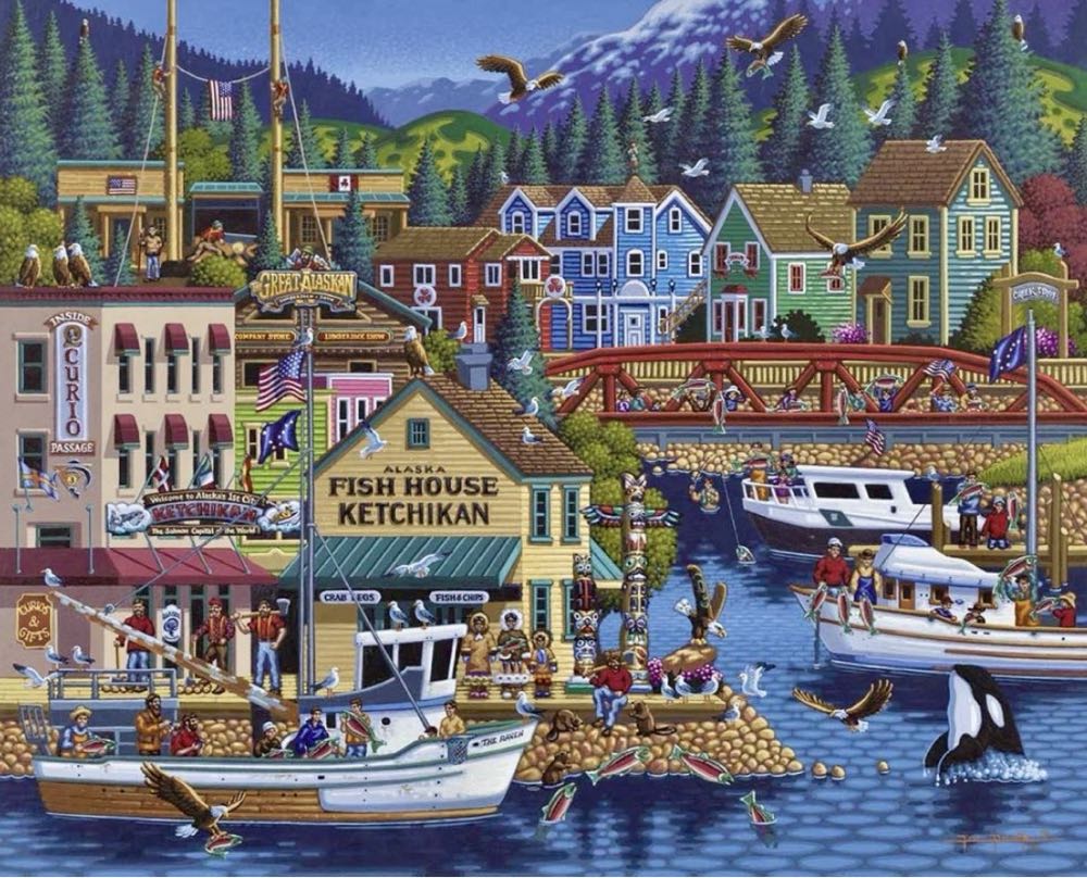 Ketchikan - Dowdle Folk Art puzzle collectible [Barcode 671095902458] - Main Image 2