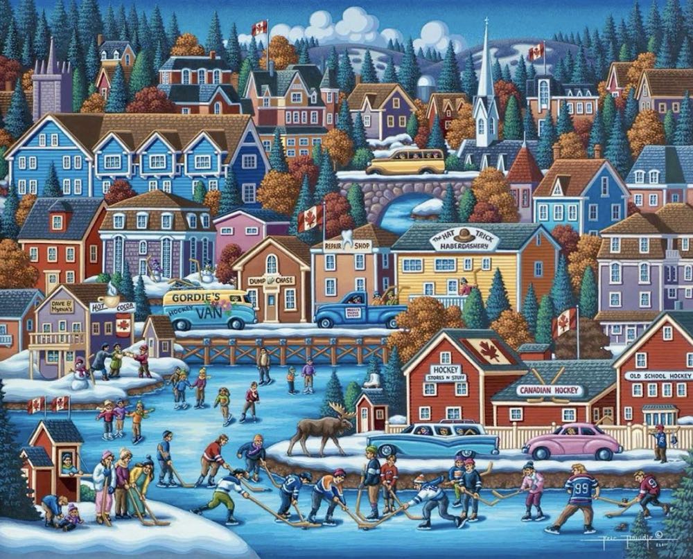Canadian Hockey - Dowdle Folk Art puzzle collectible [Barcode 671095903097] - Main Image 2