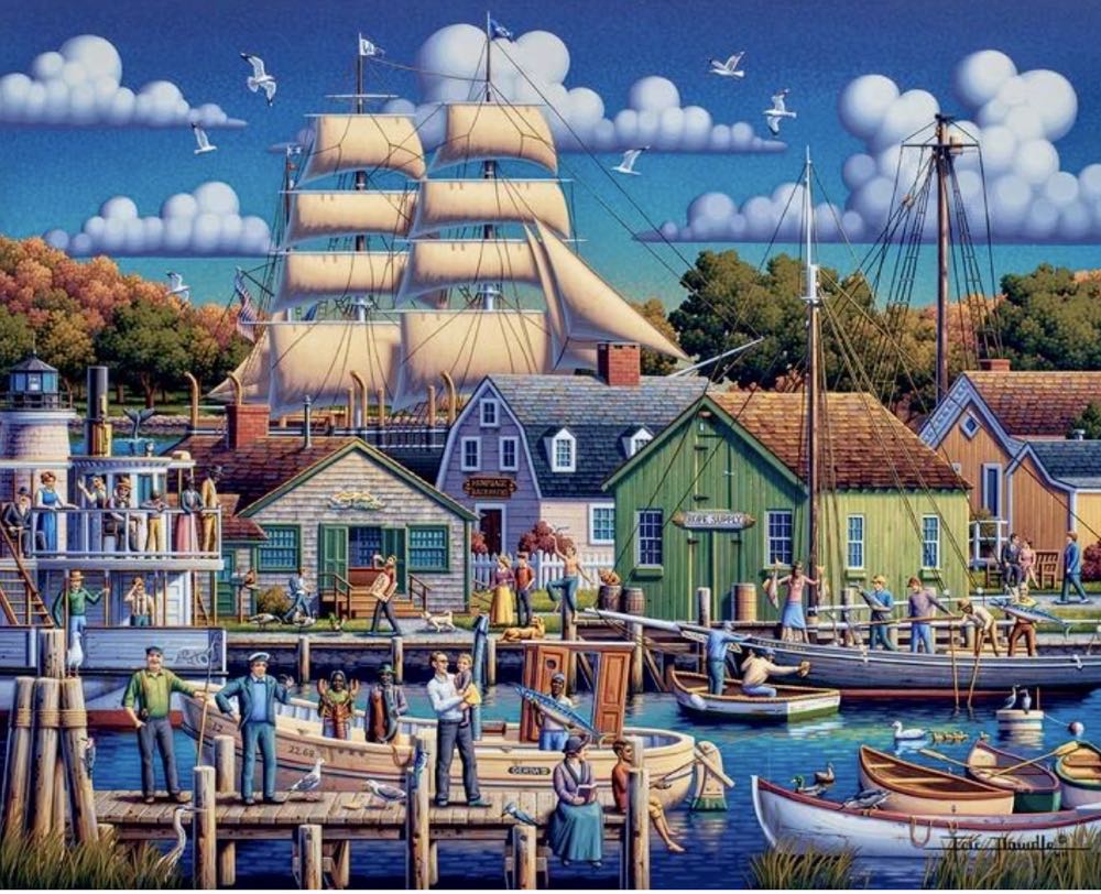 Mystic Seaport - Dowdle Folk Art puzzle collectible [Barcode 671095905183] - Main Image 2