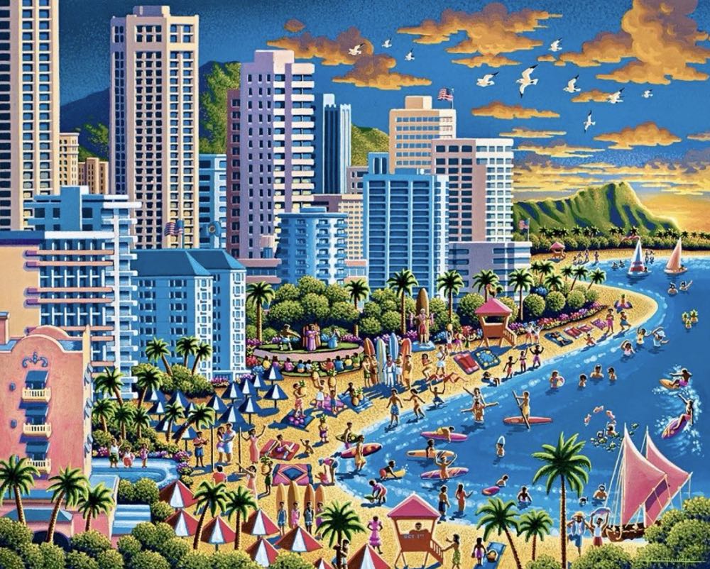 Waikiki - Dowdle Folk Art puzzle collectible [Barcode 671095901710] - Main Image 2