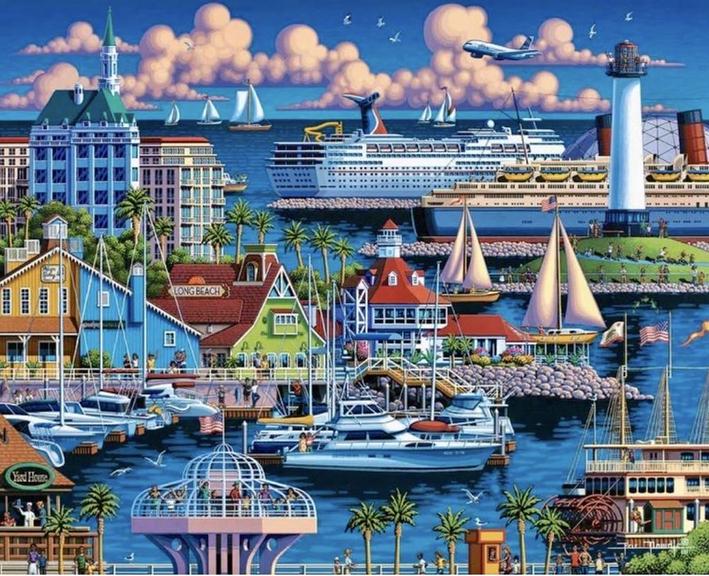 Long Beach • - Dowdle Folk Art puzzle collectible [Barcode 671095903257] - Main Image 2