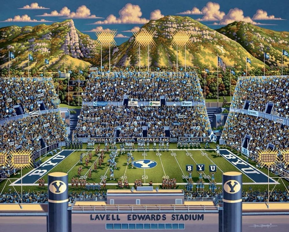 Brigham Young University Cougars • - Dowdle Folk Art puzzle collectible [Barcode 671095902182] - Main Image 2