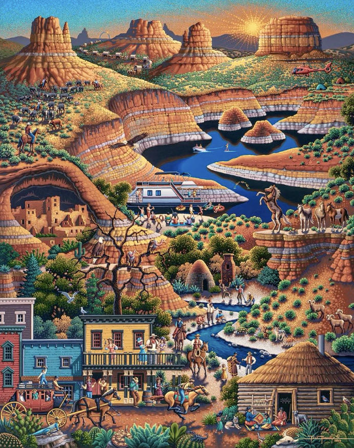 Wild, Wild West • - Dowdle Folk Art puzzle collectible [Barcode 671095905275] - Main Image 2