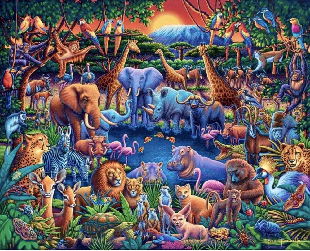 Wild Africa • - Dowdle Folk Art puzzle collectible [Barcode 671095904483] - Main Image 2