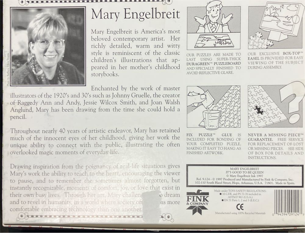Vintage Mary Engelbreit The Love Of Learning 1000 Pieces Sealed It’s Good To Be Queen 27x19 - Fink & Company puzzle collectible [Barcode 094594091247] - Main Image 2