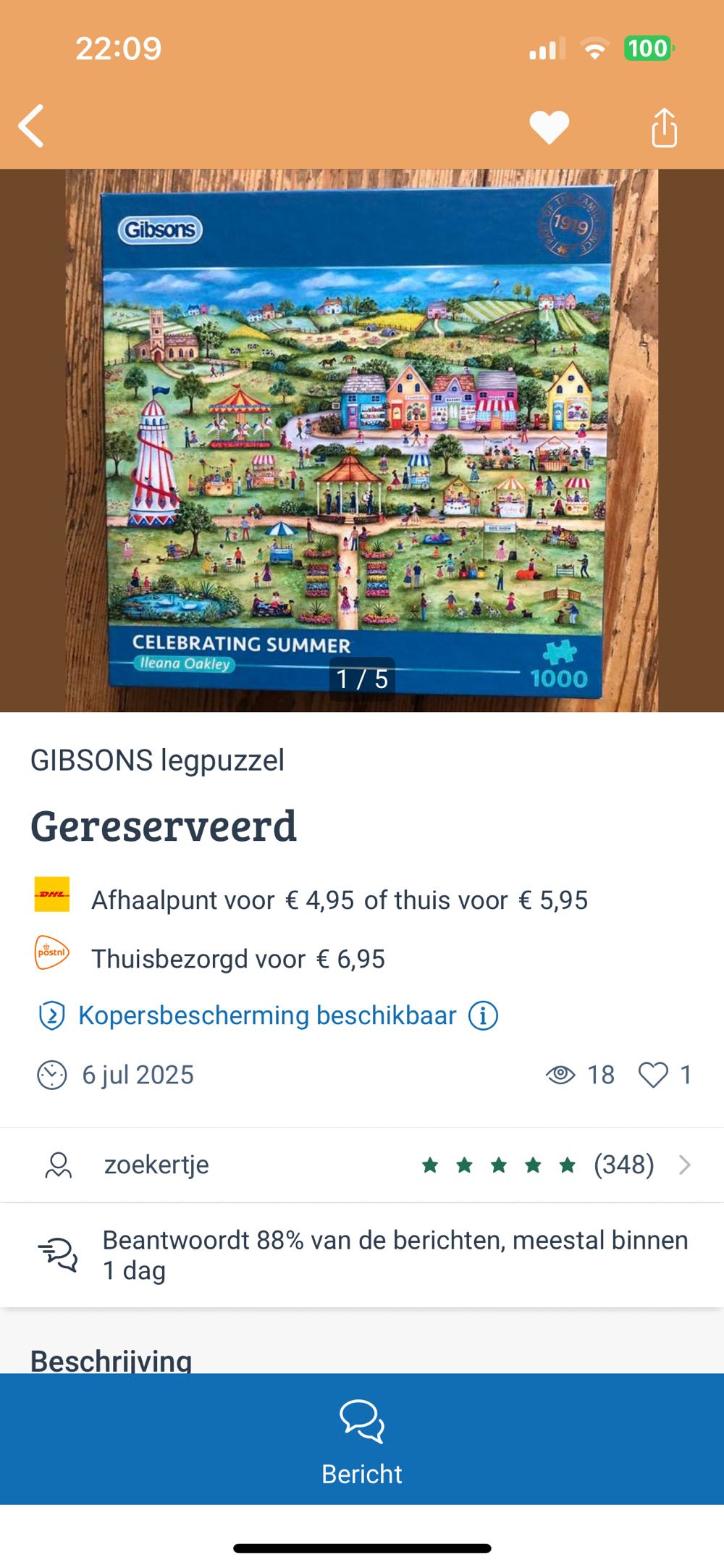 Celebrating Summer - Gibsons puzzle collectible [Barcode 5012269064254] - Main Image 3