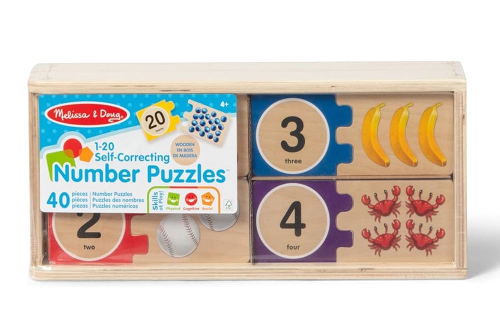Melissa & Doug Self-correcting Wooden Number Puzzles With Storage Box 40 Pcs - Melissa & Doug puzzle collectible [Barcode 681147000834] - Main Image 3
