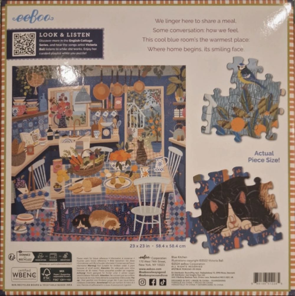 eeBoo Blue Kitchen - 1000pc Square Jigsaw Puzzle By - Eeboo puzzle collectible [Barcode 0689196512285] - Main Image 2
