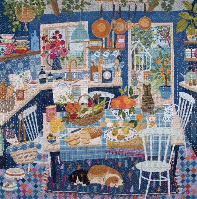 eeBoo Blue Kitchen - 1000pc Square Jigsaw Puzzle By - Eeboo puzzle collectible [Barcode 0689196512285] - Main Image 3