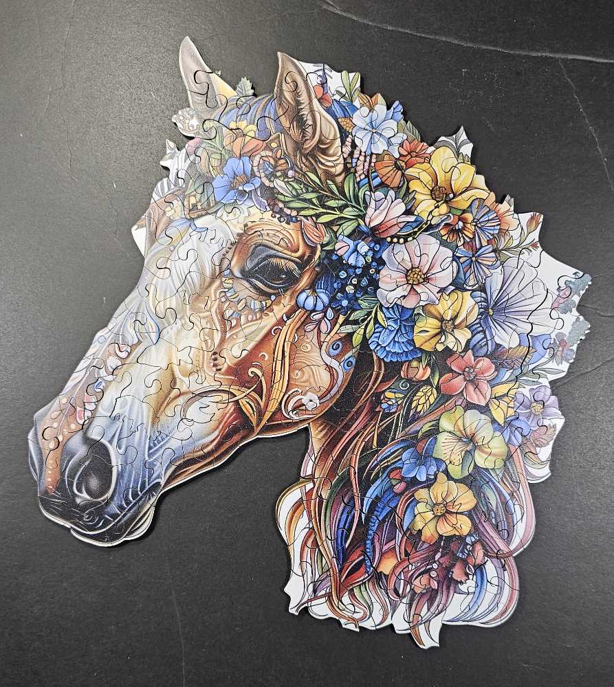 Horse & Floral - Wooden Puzzle puzzle collectible - Main Image 3