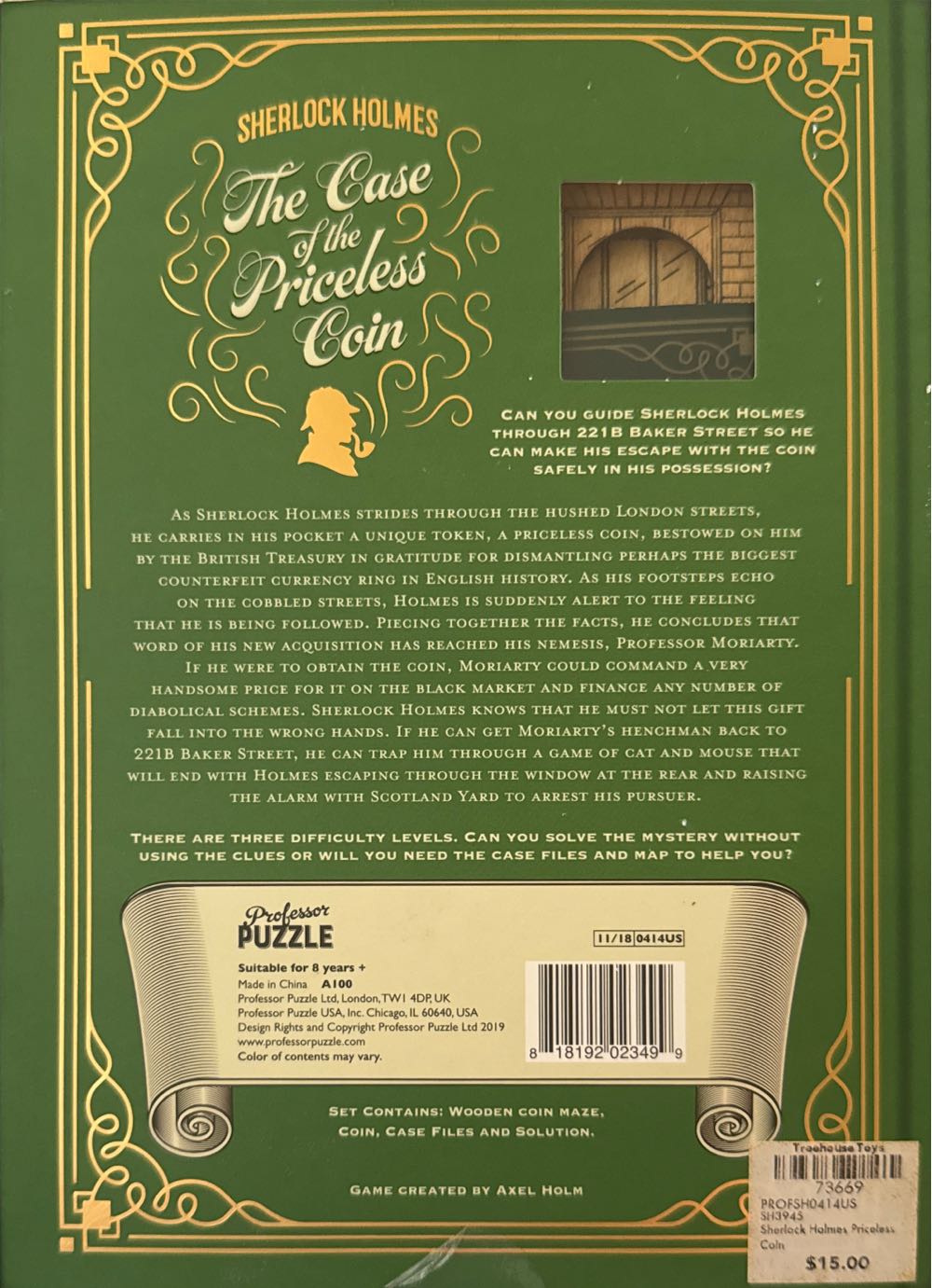 Sherlock Holmes The Case Of The Priceless Coin Mystery Quiz Game Maze Puzzle - Professor Puzzle puzzle collectible [Barcode 818192023499] - Main Image 2