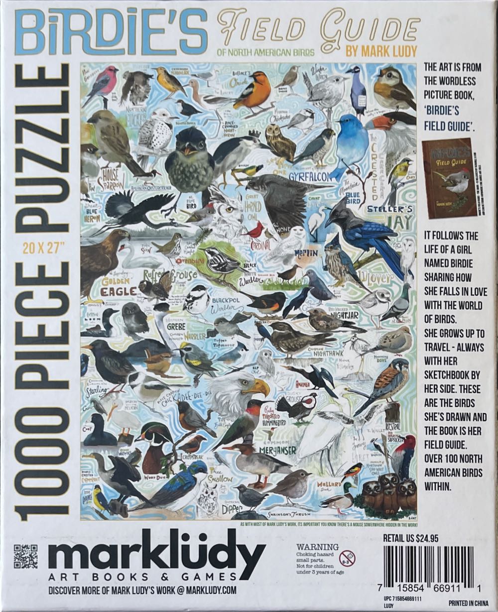Birdie’s Field Guide Of North American Birds - Marklüdy Art Books & Games puzzle collectible [Barcode 715854669111] - Main Image 2