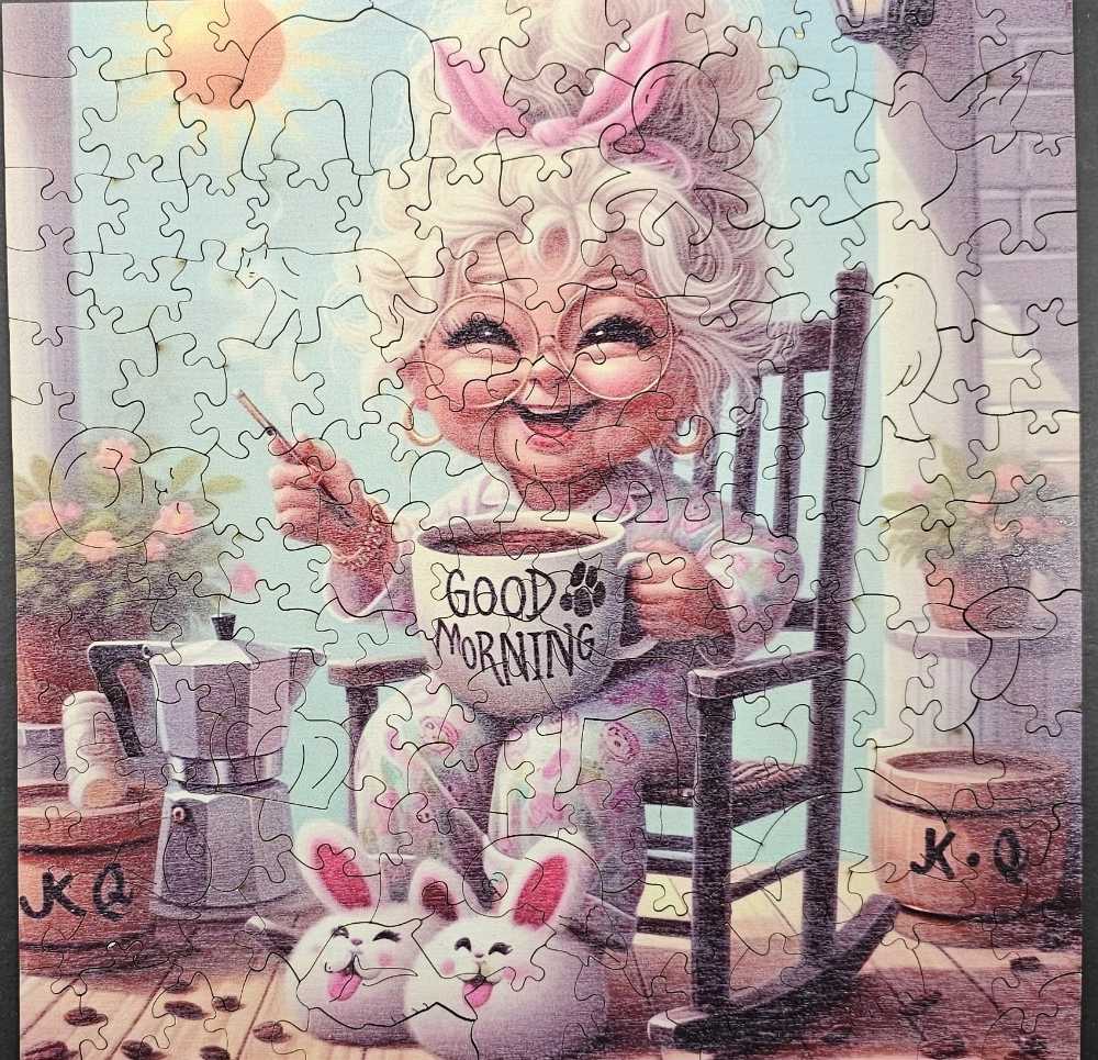 Coffee Drinking  - Wooden Puzzle puzzle collectible - Main Image 2