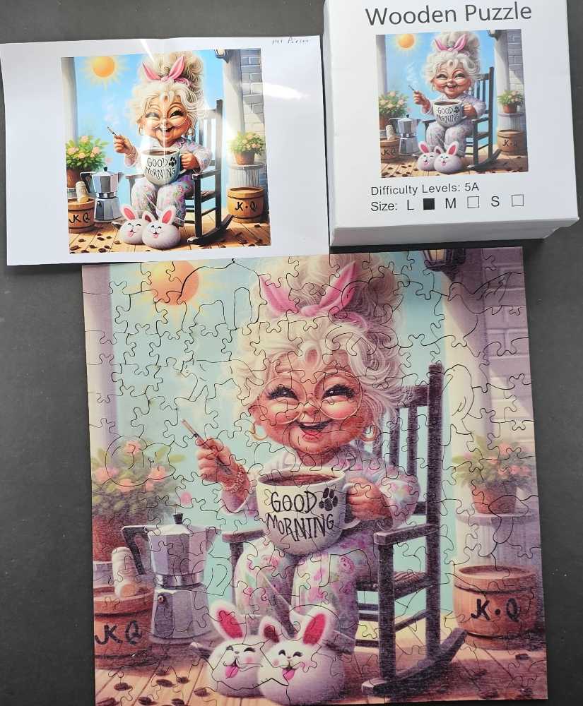 Coffee Drinking  - Wooden Puzzle puzzle collectible - Main Image 3