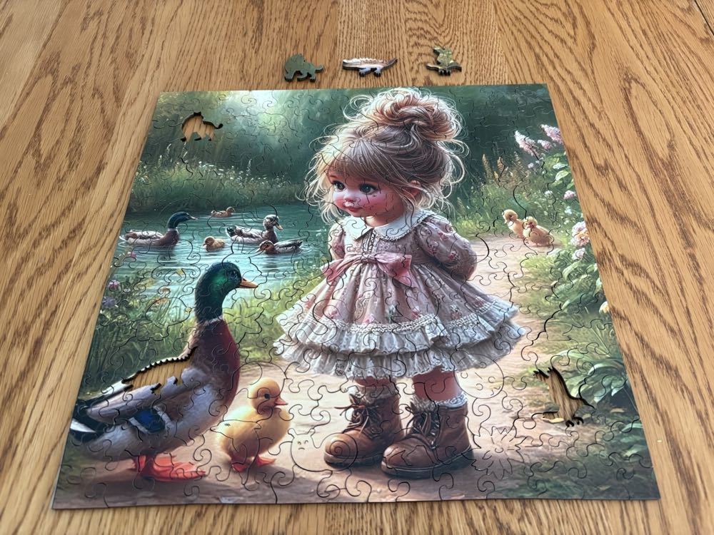 Wooden Young Girl And Duck - Wooden Puzzle puzzle collectible - Main Image 3