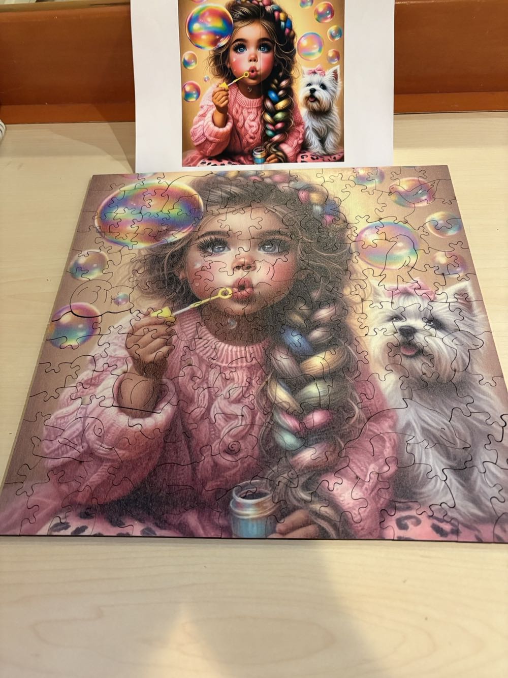 Wooden Little Girl Blowing Bubbles - Wooden Puzzle puzzle collectible - Main Image 2