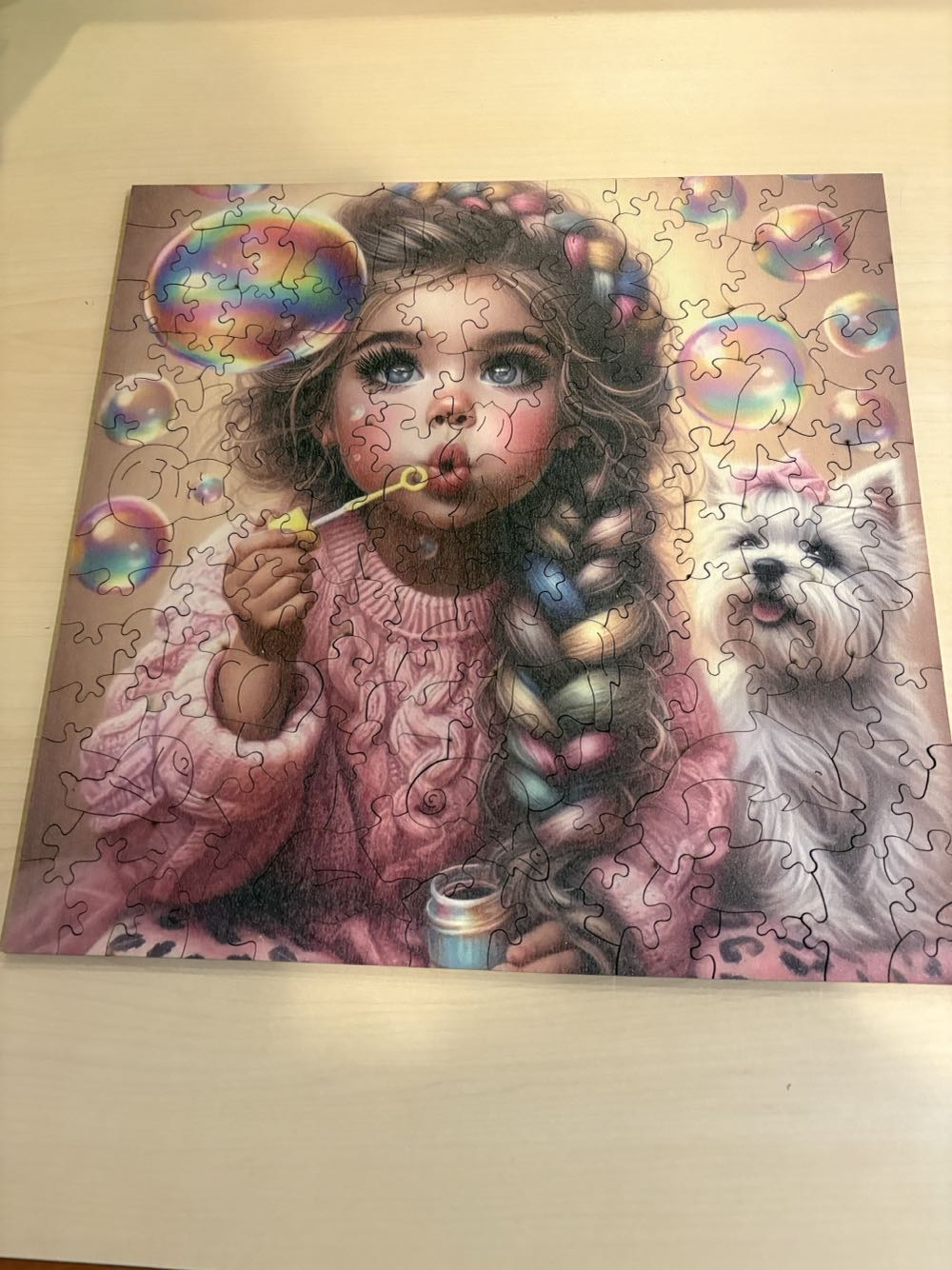 Wooden Little Girl Blowing Bubbles - Wooden Puzzle puzzle collectible - Main Image 3