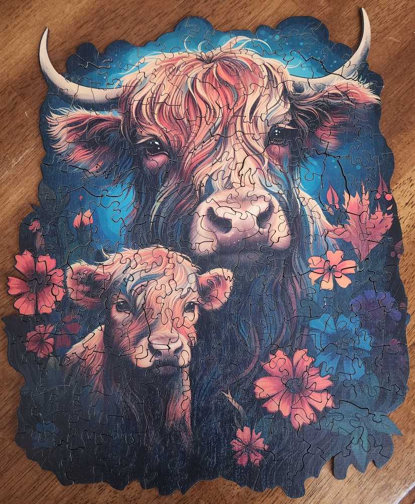 Wooden-Highland Cows  puzzle collectible - Main Image 2