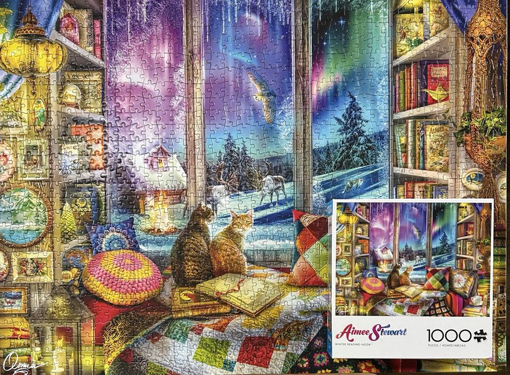 Buffalo Games Aimee Stewart Winter Reading Nook Piece Jigsaw Puzzle For Adults Challenging Puzzle Perfect For Game Nights Finished Size Is 26.75 X 19.75  puzzle collectible - Main Image 3