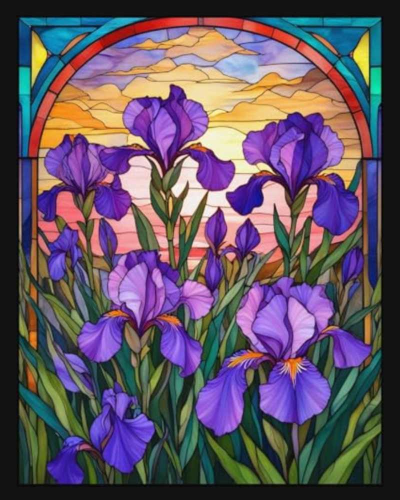 Stain Glass Iris - Springbok 🇺🇸 puzzle collectible [Barcode 091683017300] - Main Image 2