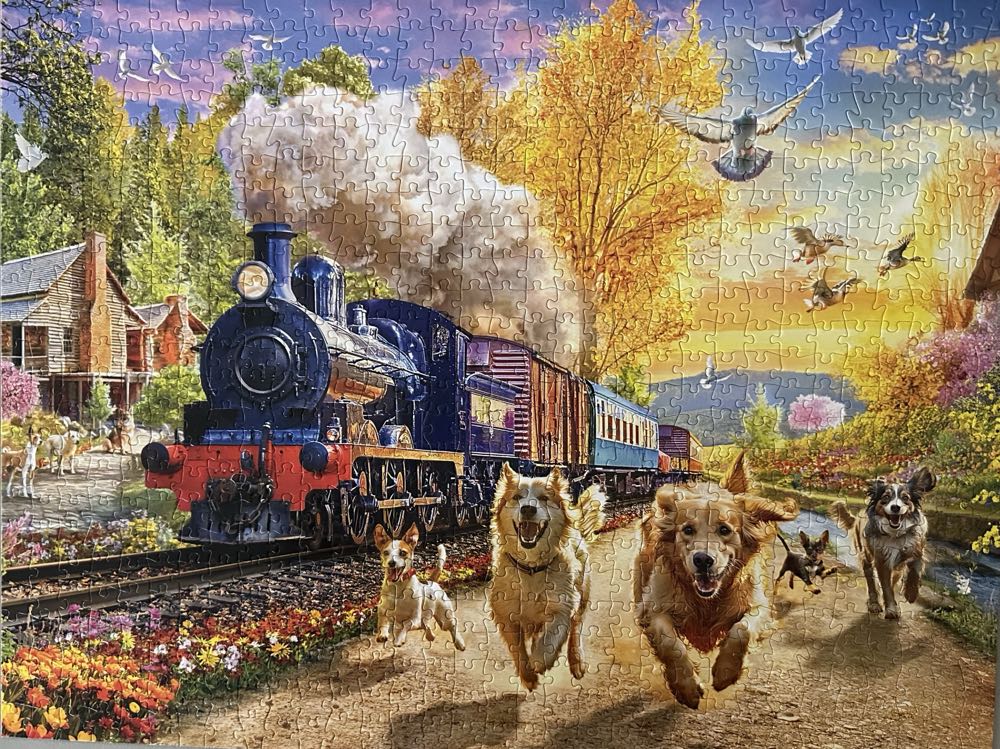 Sold - Racing The Train - Buffalo puzzle collectible - Main Image 2