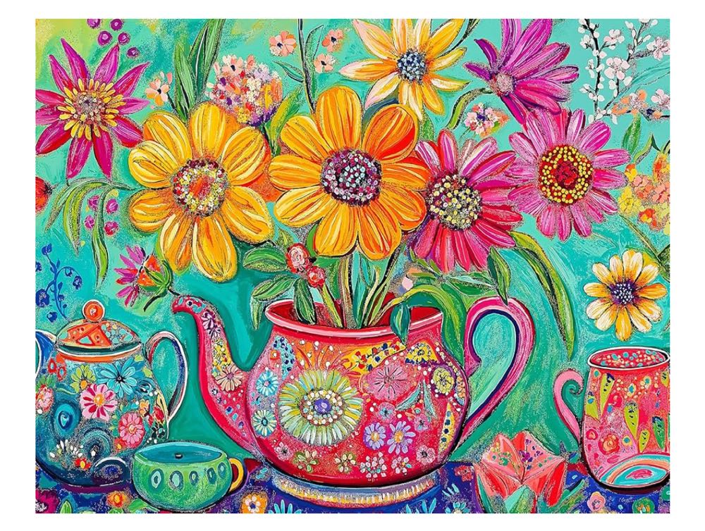 The Colorful Teapot Garden - Cross & Glory Puzzles puzzle collectible [Barcode 850063772600] - Main Image 2