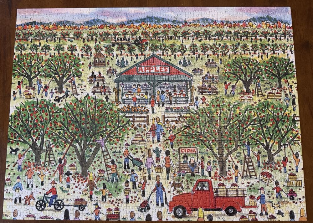 New Galison Apple Picking Piece Puzzle Michael Storrings Autumn Fall - Galison puzzle collectible [Barcode 9780735386884] - Main Image 2