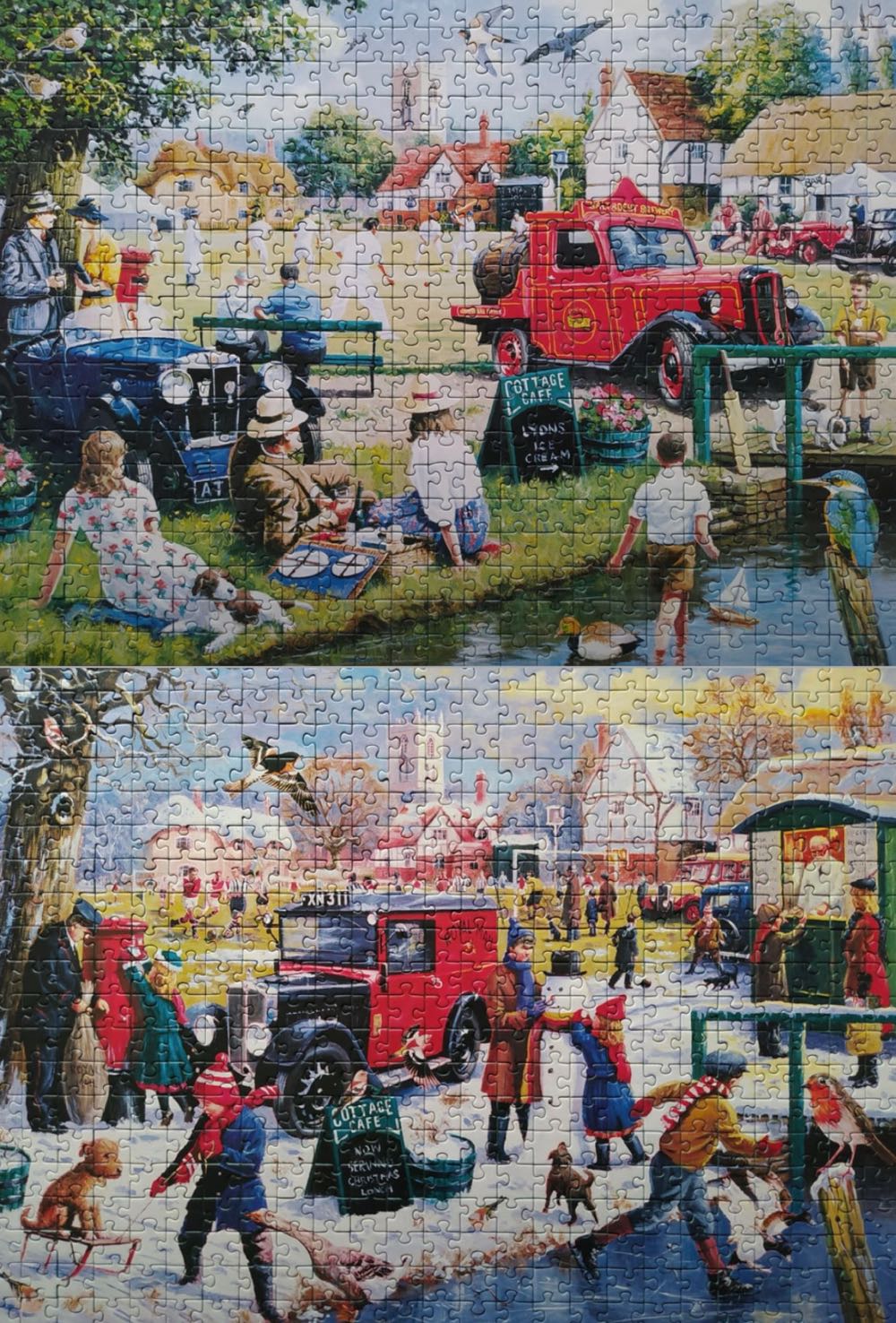 Summer And  Winter  Nostalgic Seasons - Ravensburger puzzle collectible [Barcode 4005556140923] - Main Image 3