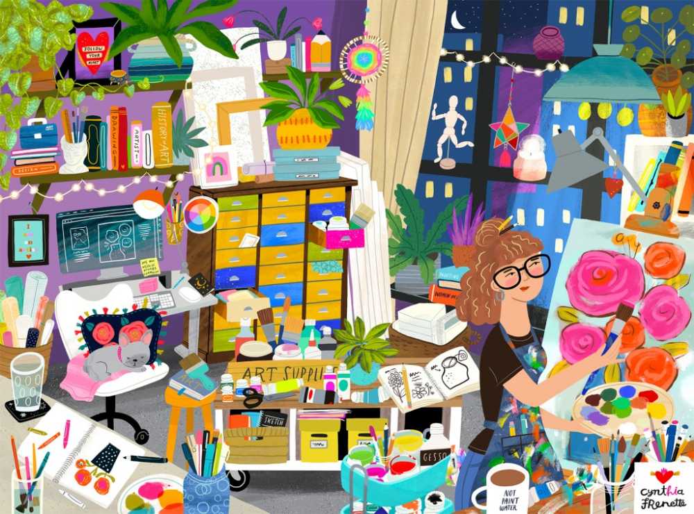 My Happy Place is in the Art Studio - Pieces & Peace puzzle collectible [Barcode 3667232001891] - Main Image 2