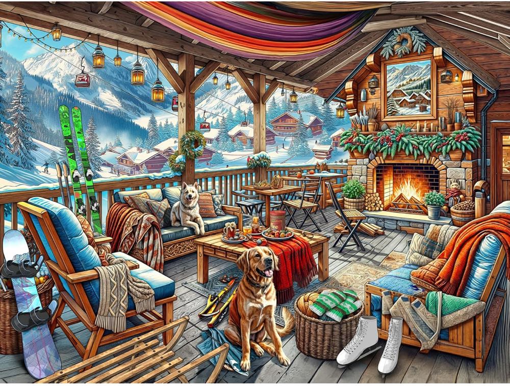 Ski Cabin - Vermont Christmas Company puzzle collectible [Barcode 819273025296] - Main Image 2