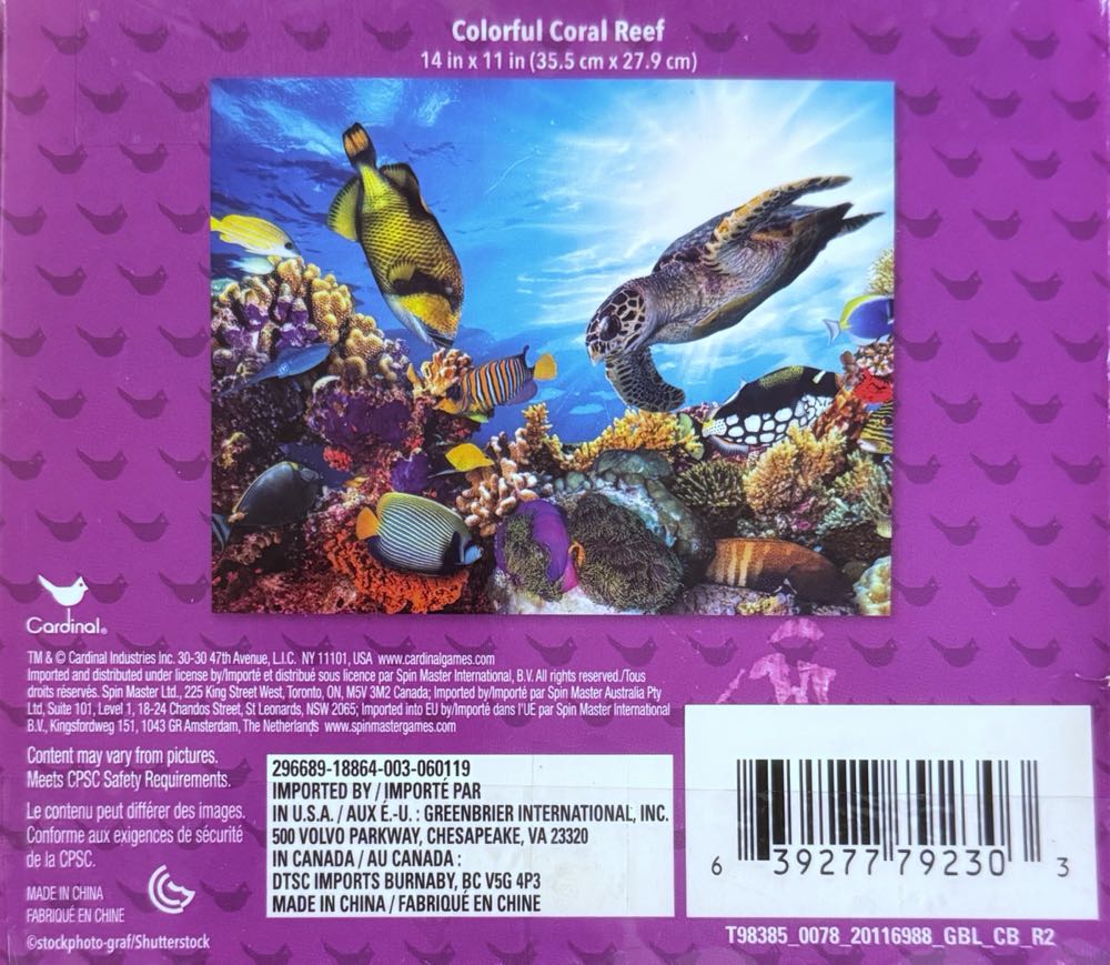 Colorful Coral Reef*^-old - Cardinal puzzle collectible [Barcode 639277792303] - Main Image 3