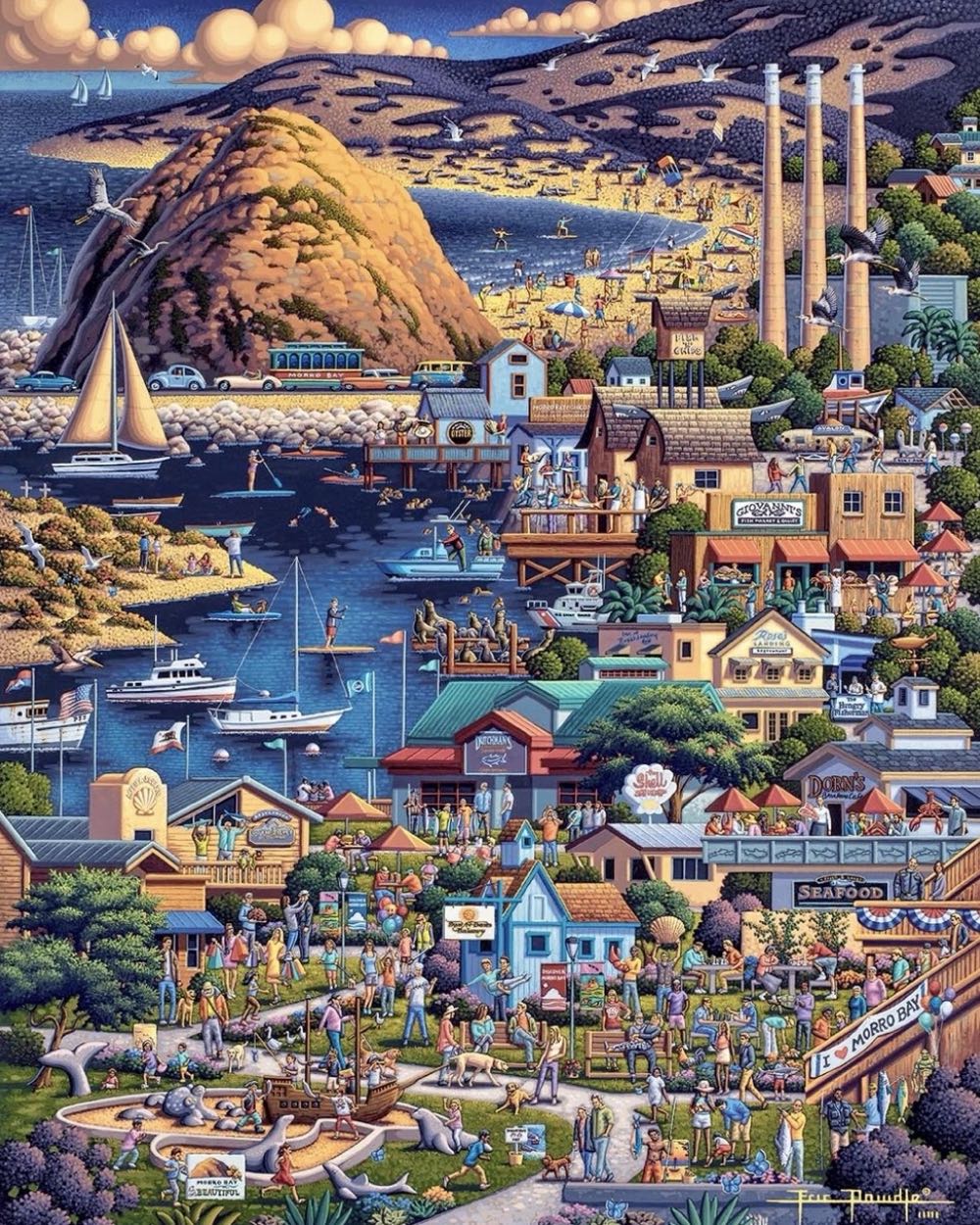Morro Bay - Dowdle Folk Art puzzle collectible [Barcode 671095905206] - Main Image 2