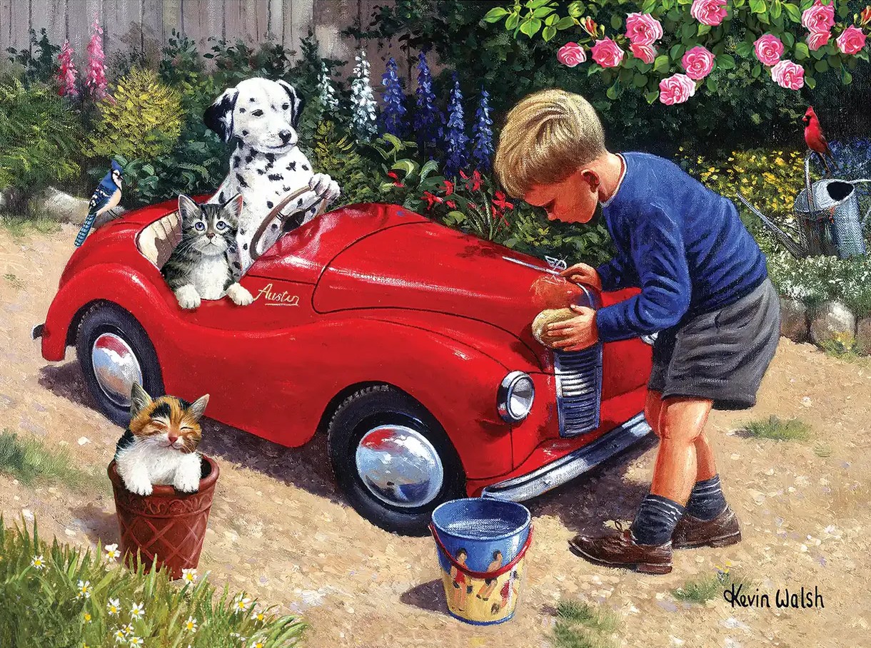 Washing the Car (UV) Cheryl - Bits And Pieces puzzle collectible - Main Image 2