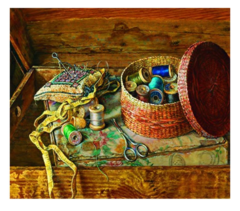 Sunsout Sewing Basket 550pc  puzzle collectible [Barcode 796780442580] - Main Image 2