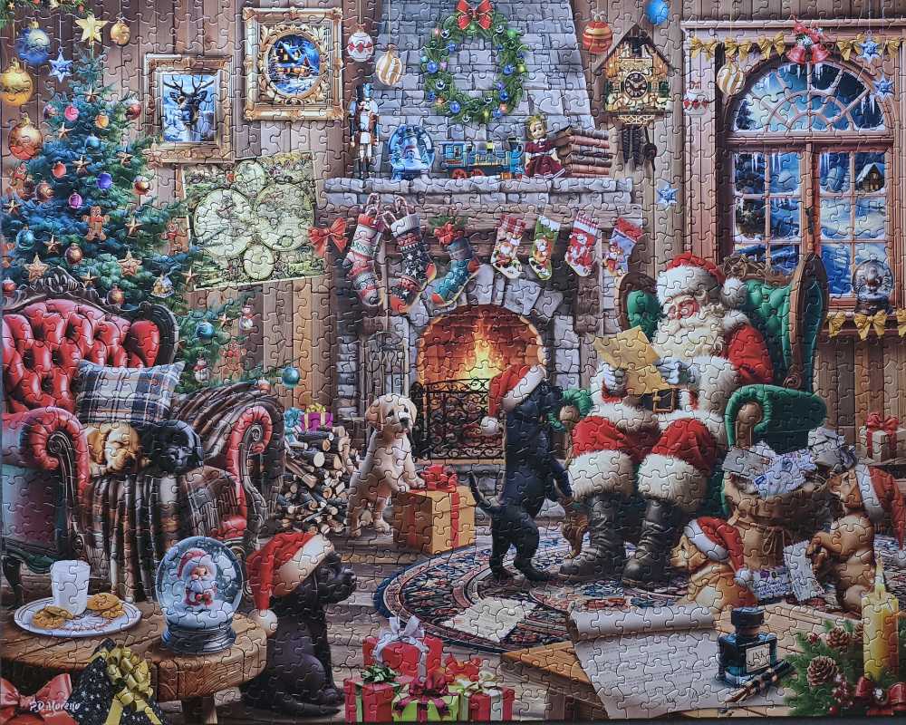 Christmas Puppies - Completed  - White Mountain puzzle collectible - Main Image 2