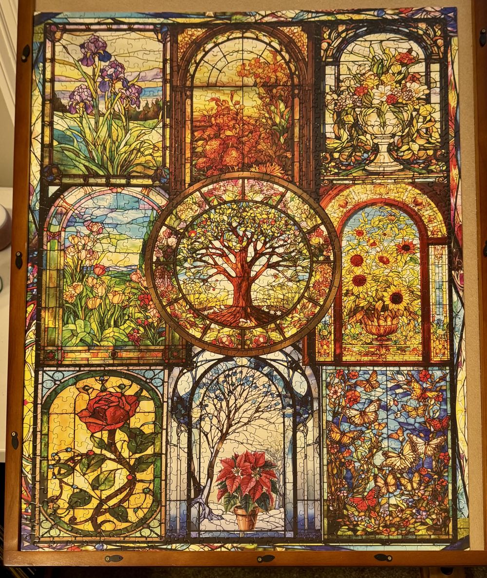 Four Season Stained Glass - White Mountain Puzzles puzzle collectible [Barcode 724819269792] - Main Image 2