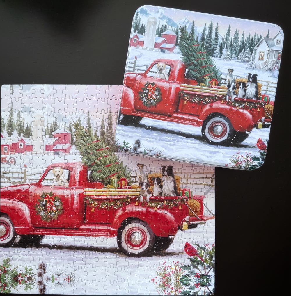 Holiday Red Truck* - Original Gourmet Food Company puzzle collectible [Barcode 654954254875] - Main Image 3