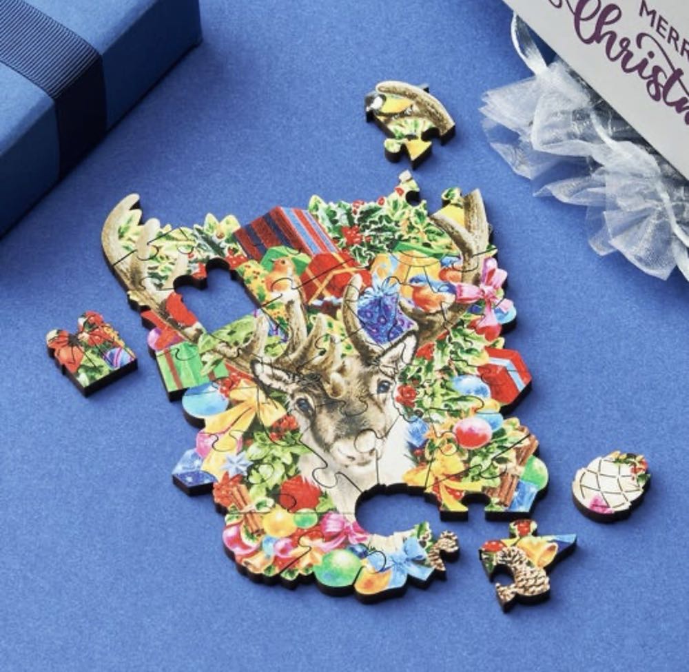 Festive Reindeer - Wentworth Wooden Puzzles puzzle collectible - Main Image 2