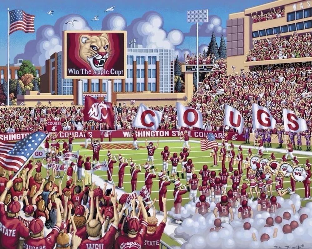 Washington State University Cougars 🆕 - Dowdle Folk Art puzzle collectible [Barcode 671095002844] - Main Image 2