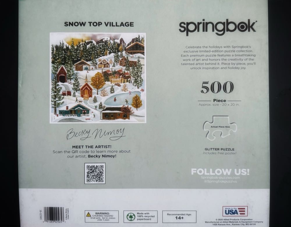 Snow Top Village - Springbok puzzle collectible [Barcode 091683025657] - Main Image 3