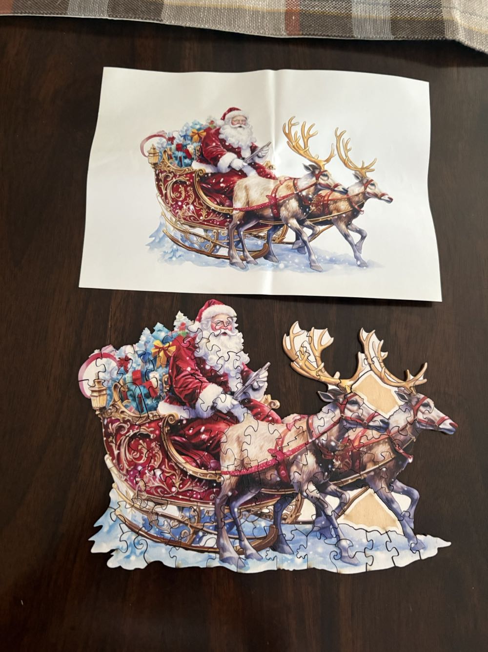 Wooden Santa And Rudolph - Wooden Puzzle puzzle collectible - Main Image 2