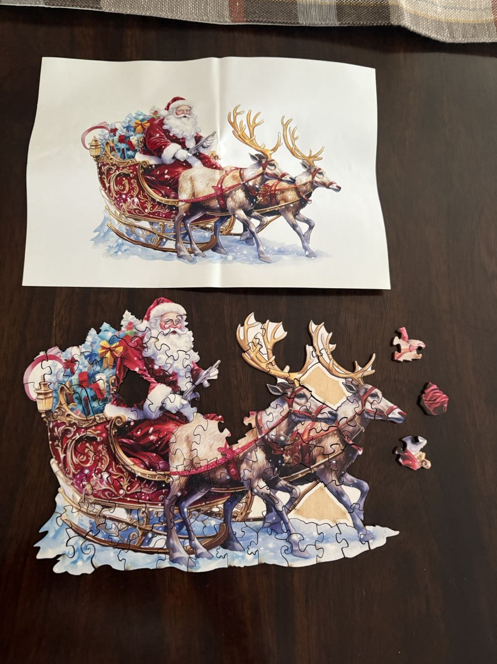 Wooden Santa And Rudolph - Wooden Puzzle puzzle collectible - Main Image 4