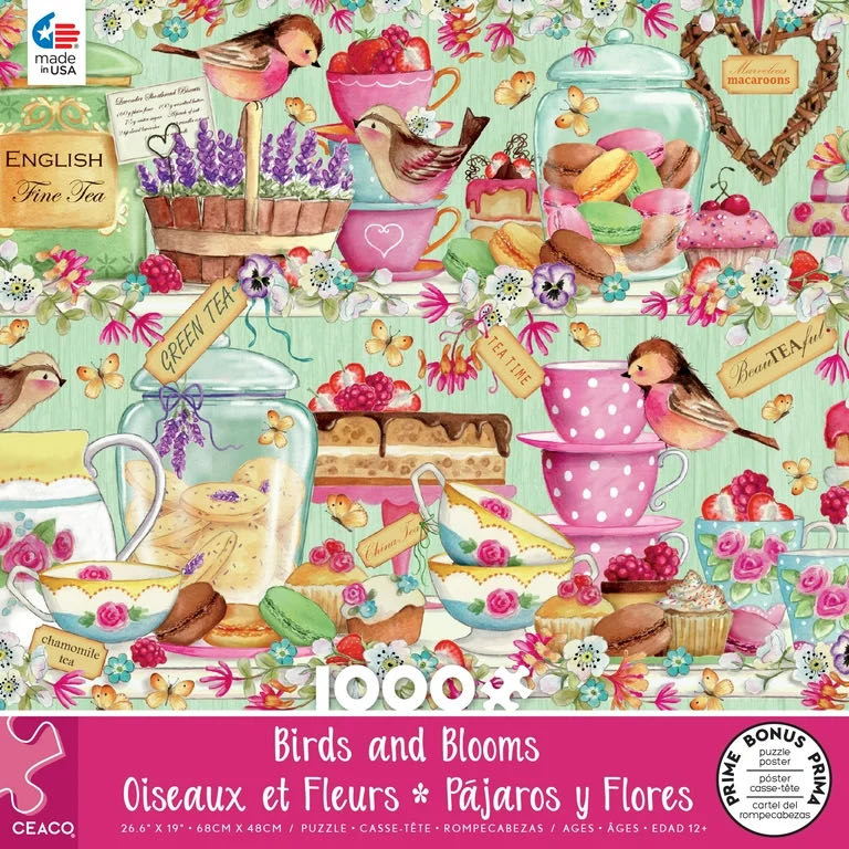Birds and Blooms : Tea Party - Ceaco puzzle collectible [Barcode 021081310383] - Main Image 2