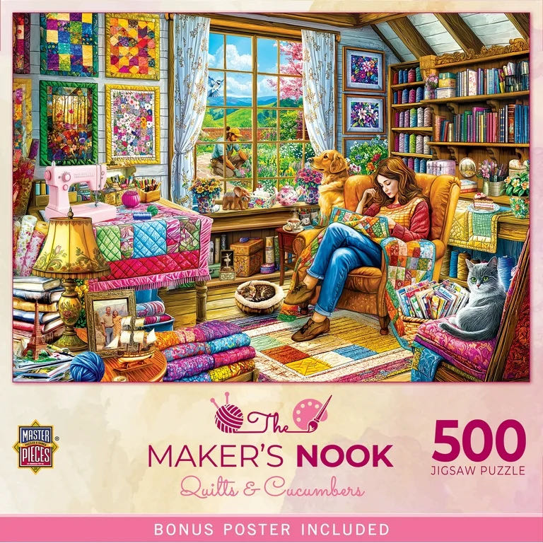 The Maker’s Nook : Quilts & Cucumbers - MasterPieces puzzle collectible [Barcode 705988326110] - Main Image 2