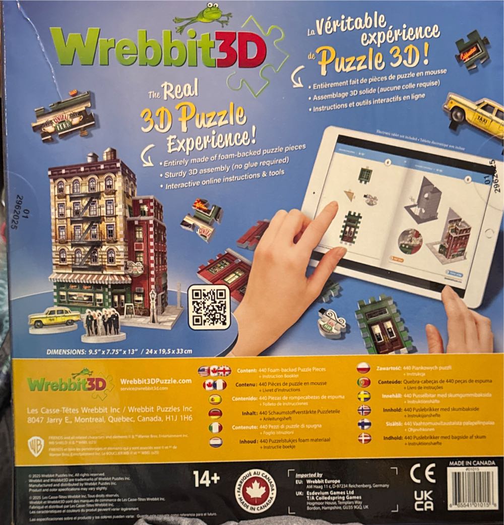 Wrebbit3d Friends 3d Puzzle Model Of Central Perk | 440 Real Jigsaw Puzzle Pieces | Build The Iconic Cafe From The Hit Tv Series  puzzle collectible [Barcode 665541010156] - Main Image 3