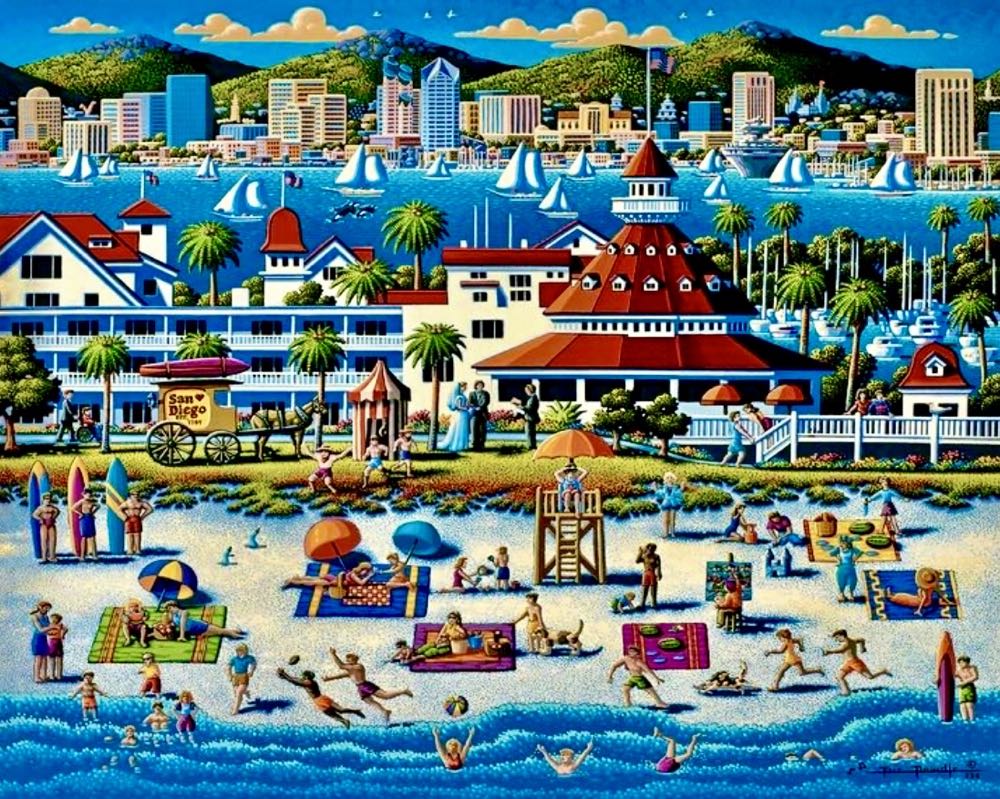 San Diego - Dowdle Folk Art puzzle collectible [Barcode 671095001052] - Main Image 2