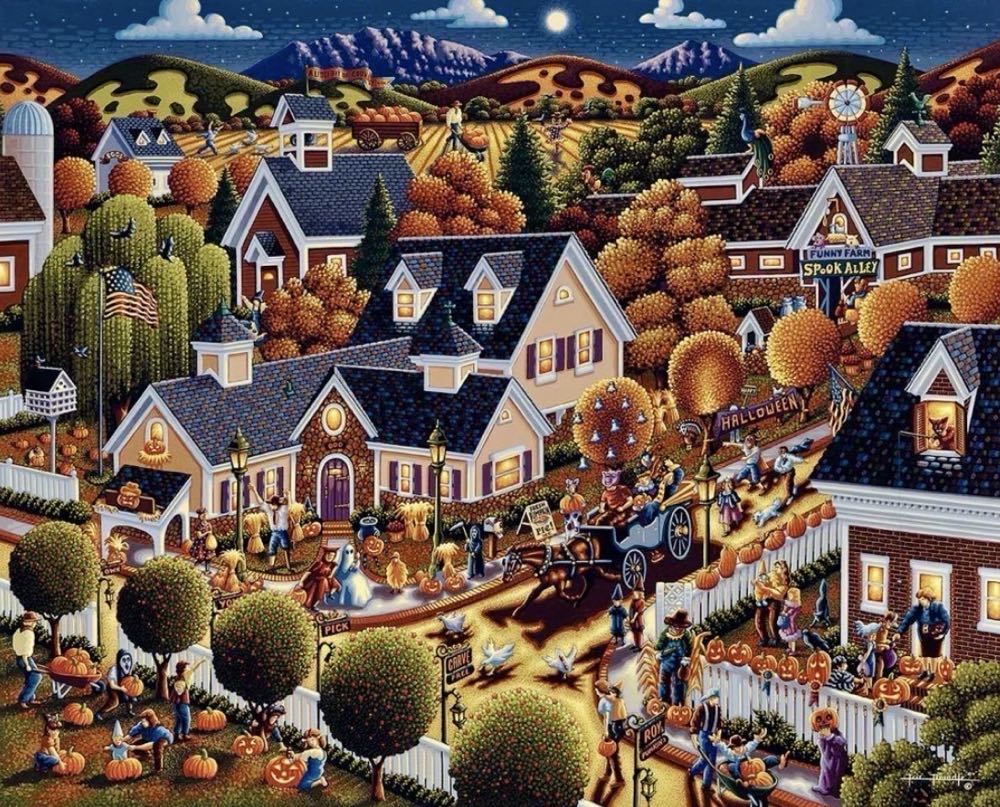 All Hallow’s Eve - Dowdle Folk Art puzzle collectible [Barcode 671095000208] - Main Image 2