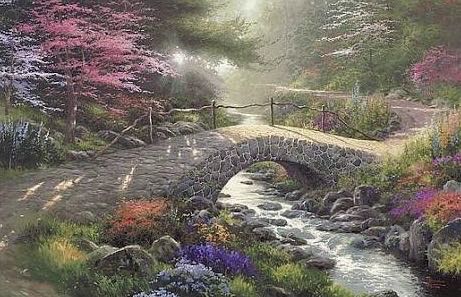 Frühlingsmorgen & Die kleine Brücke / Victorian Garden II & Bridge of Faith - Schmidt puzzle collectible - Main Image 3