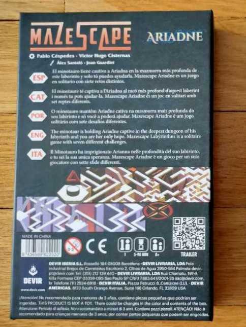 Mazescape: Ariadne - Devir Games puzzle collectible [Barcode 8436589622920] - Main Image 2